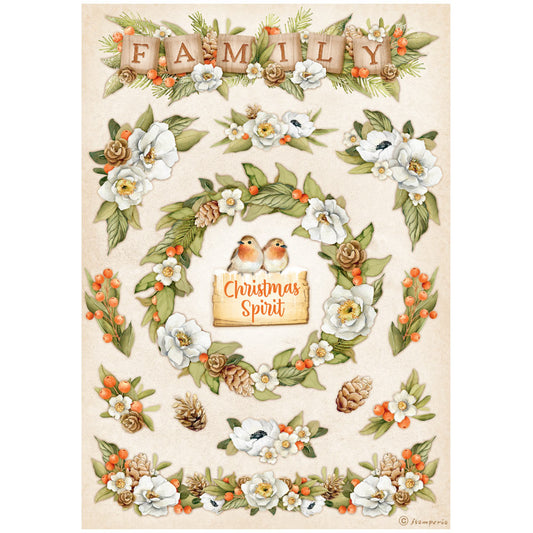 Stamperia A4 Rice Paper Winter Valley Family Garlands