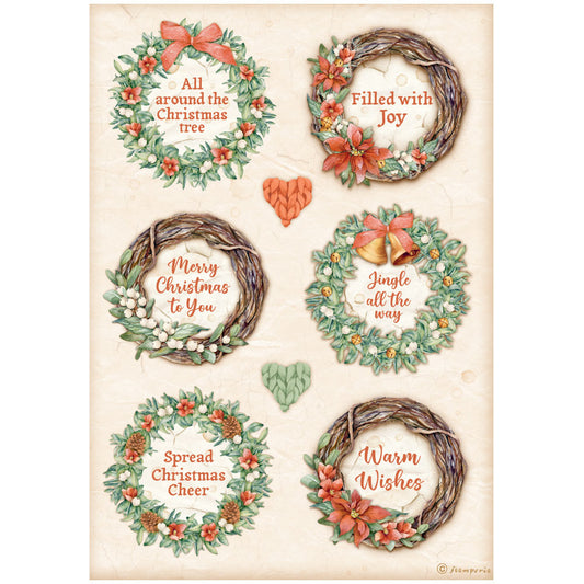 Stamperia A4 Rice Paper All Around Christmas 6 Garlands