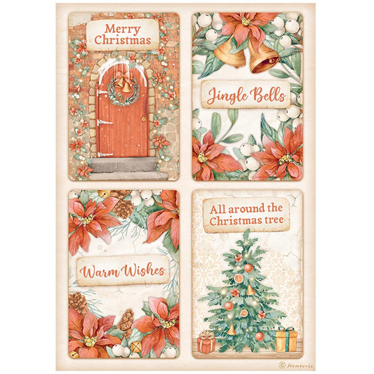 Stamperia A4 Rice Paper All Around Christmas 4 Cards