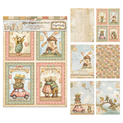 Stamperia CozyFamily A4 Rice Paper Selection (6pcs)