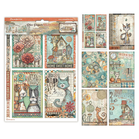 Stamperia Furry Friends A4 Rice Paper Selection (6pcs)