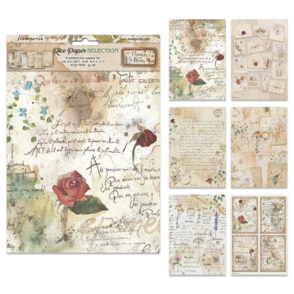 Stamperia Flowers and Poems A4 Rice Paper Selection (6pcs)