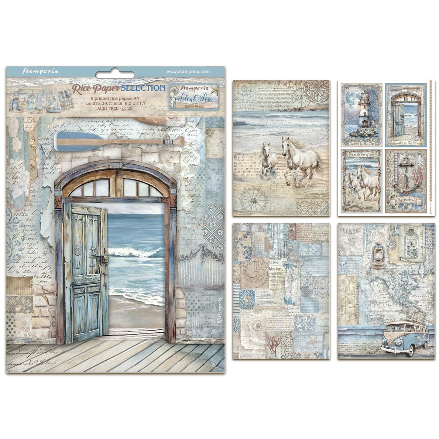 Stamperia Silent Sea A4 Rice Paper Selection (6pcs)