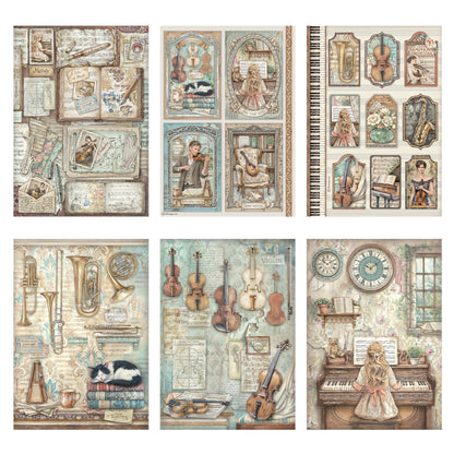 Stamperia Symphony A4 Rice Paper Selection (6pcs) by Sara Alcobendas