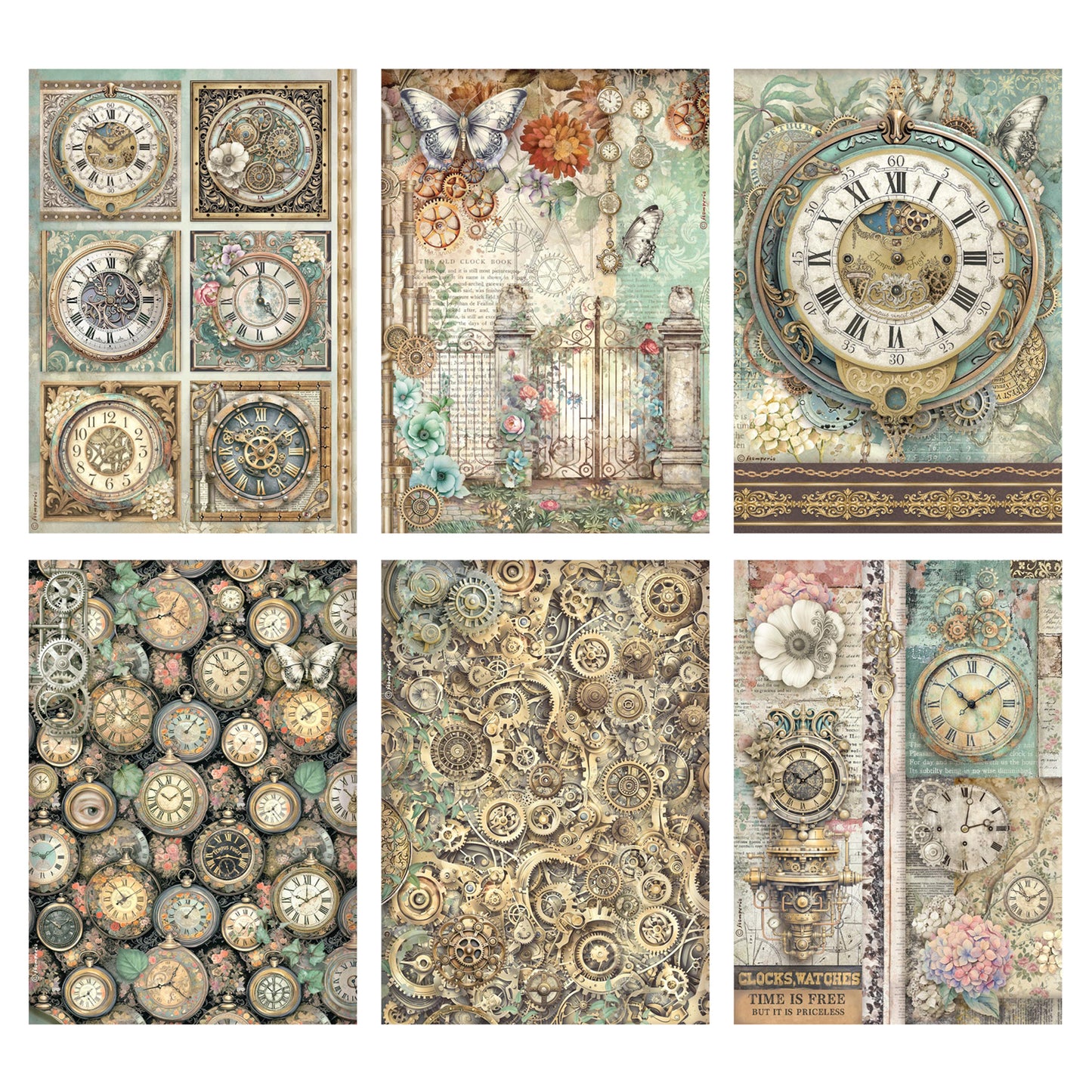 Stamperia Gardens of Time A4 Rice Paper Selection (6pcs) (DFSA4XTM)