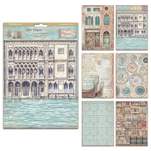Stamperia Venice City of Art A4 Rice Paper Selection (6pcs)