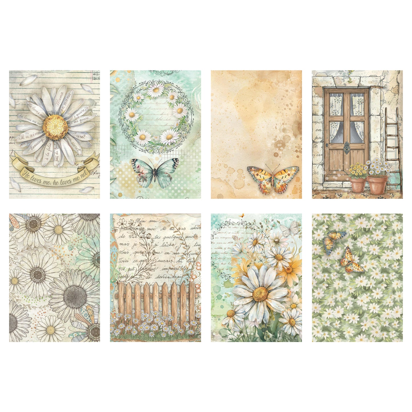 Stamperia Daisy Art A6 Mini Rice Paper (8pcs)