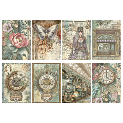 Stamperia Gardens of Time A6 Mini Rice Paper (8pcs) (DFSA6X05)