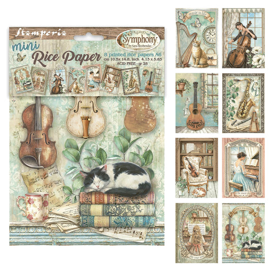 Stamperia Symphony A6 Mini Rice Paper (8pcs) by Sara Alcobendas