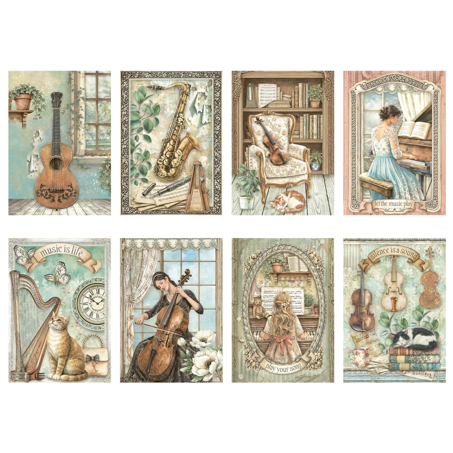 Stamperia Symphony A6 Mini Rice Paper (8pcs) by Sara Alcobendas