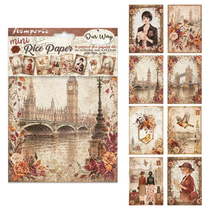 Stamperia Our Way A6 Mini Rice Paper Selection (8pcs)