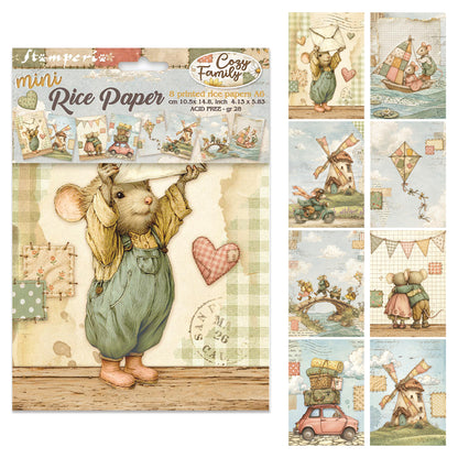 Stamperia CozyFamily A6 Mini Rice Paper Selection (8pcs)