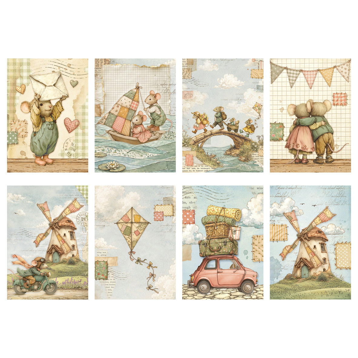 Stamperia CozyFamily A6 Mini Rice Paper Selection (8pcs)