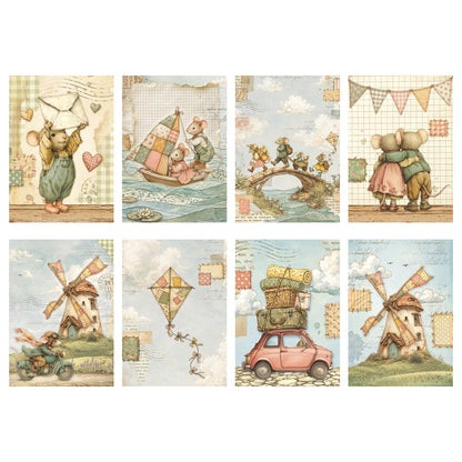 Stamperia CozyFamily A6 Mini Rice Paper Selection (8pcs)