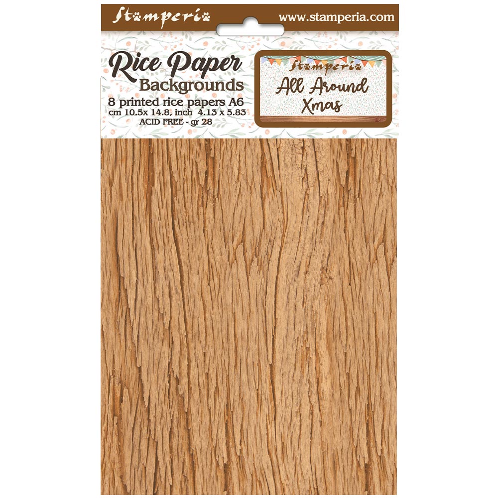 Stamperia Selection of 8 A6 Rice Paper Backgrounds Christmas Greetings