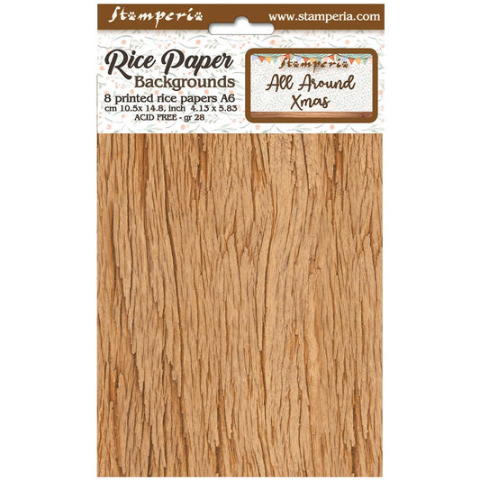 Stamperia Selection of 8 A6 Rice Paper Backgrounds Christmas Greetings