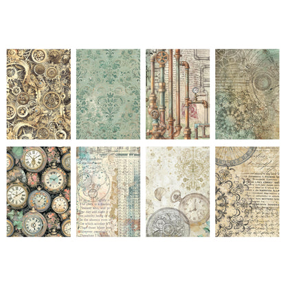 Stamperia Gardens of Time A6 Rice Paper Backgrounds Selection (8pcs) (DFSAK6053)