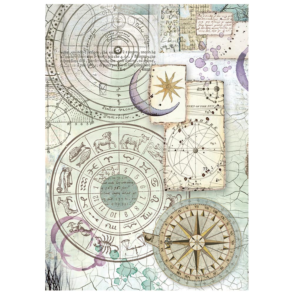 Stamperia Cosmos A6 Rice Paper Backgrounds Selection (8pcs) by Cristina Radovan