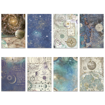 Stamperia Cosmos A6 Rice Paper Backgrounds Selection (8pcs) by Cristina Radovan