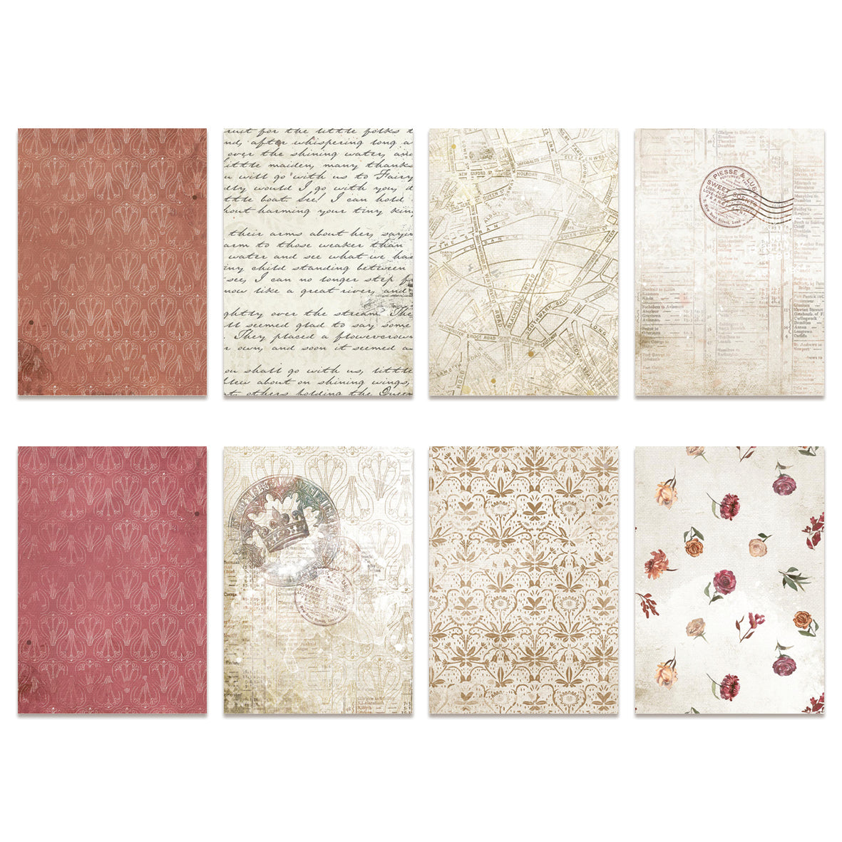 Stamperia Our Way A6 Rice Paper Backgrounds Selection (8pcs)