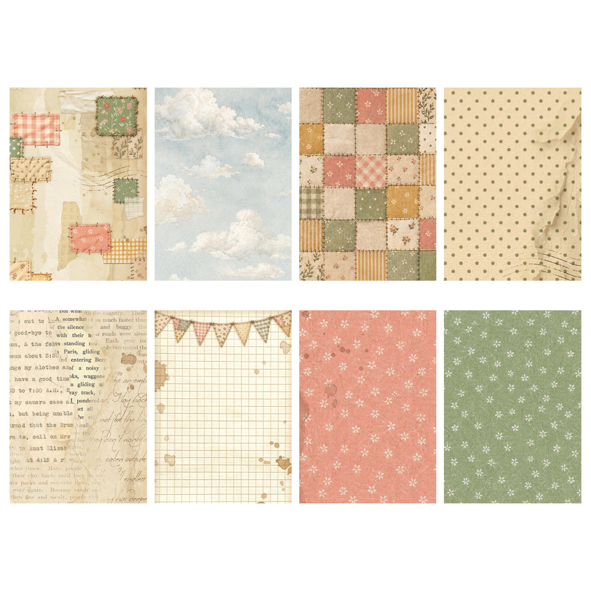 Stamperia CozyFamily A6 Rice Paper Backgrounds Selection (8pcs)