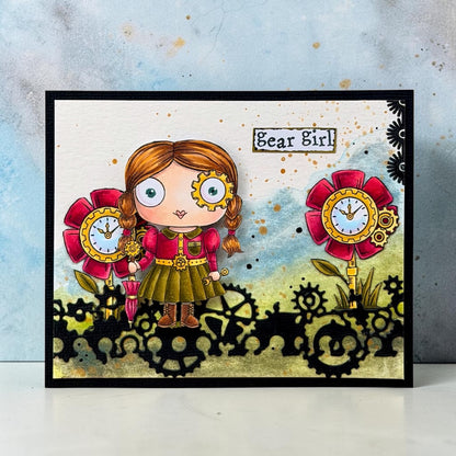 TP-1371 - A7 Stamp Sets - Gear Girl - ship from 19th June