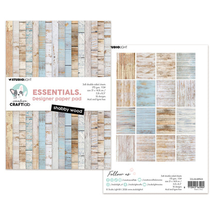 Creative Craftlab Essentials Design Paper pad Shabby wood Essentials (24 Sheets)