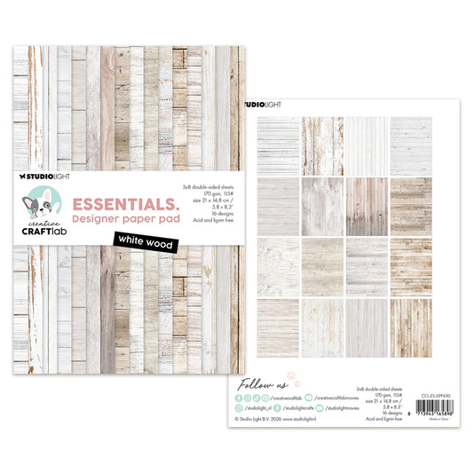 Creative Craftlab Essentials Design Paper pad White wood Essentials (24 Sheets)