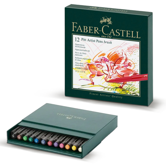 Faber Castell Drawing Pen Pitt Artist Pen Brush 12 Pieces Studiobox