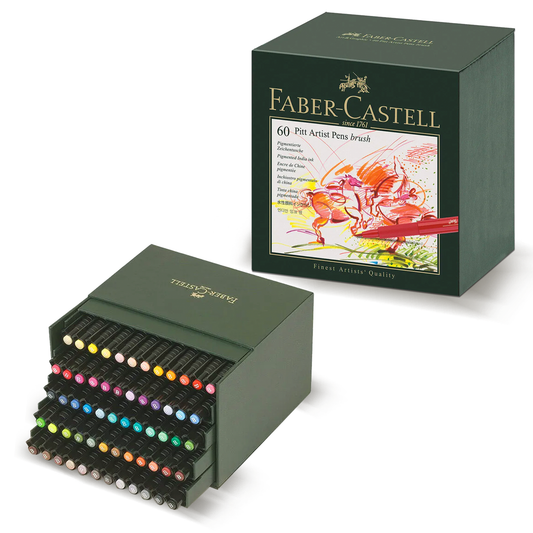 Faber Castell Faber Castell Drawing Pen Pitt Artist Pen Brush 60 Pieces Studiobox