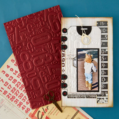 Spellbinders Turn the Page 3D Embossing Folder Number Field by Esther Glas