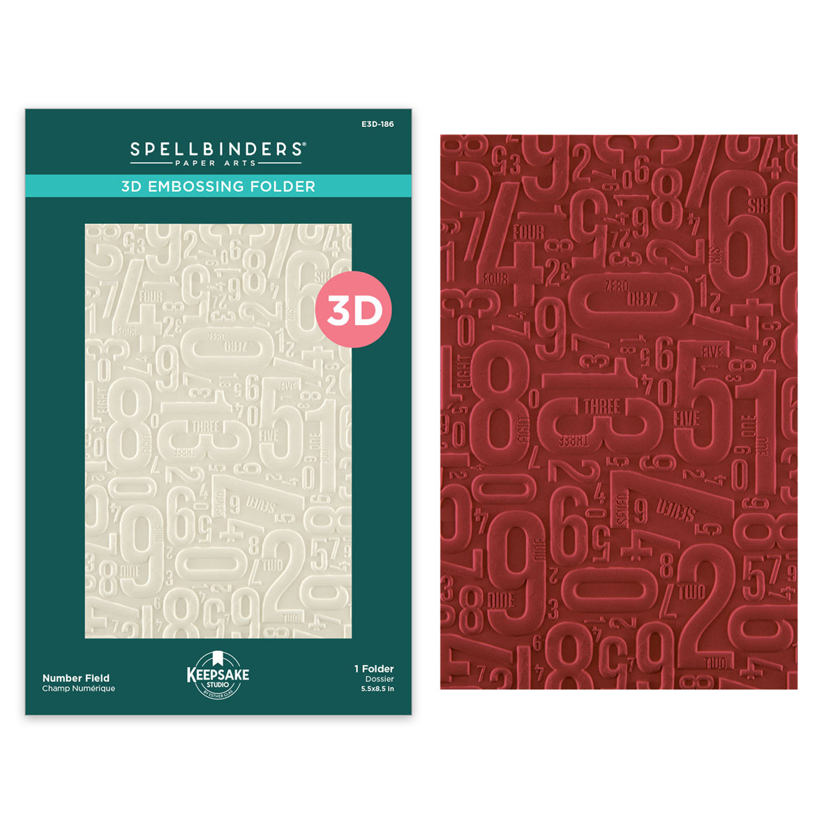 Spellbinders Turn the Page 3D Embossing Folder Number Field by Esther Glas