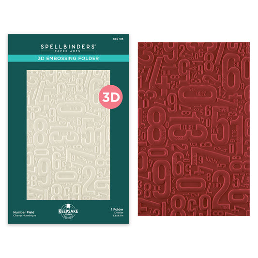 Spellbinders Turn the Page 3D Embossing Folder Number Field by Esther Glas ~ Ship from 14th Sep