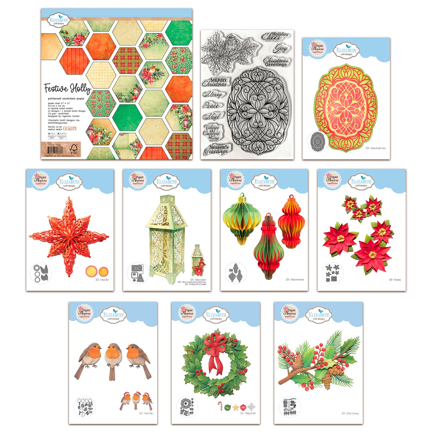 Elizabeth Craft Designs Festive Holly Complete Collection