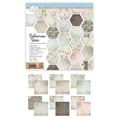 Elizabeth Craft Designs Bohemian Rose 12x12 Inch Patterned Cardstock Paper (C037)