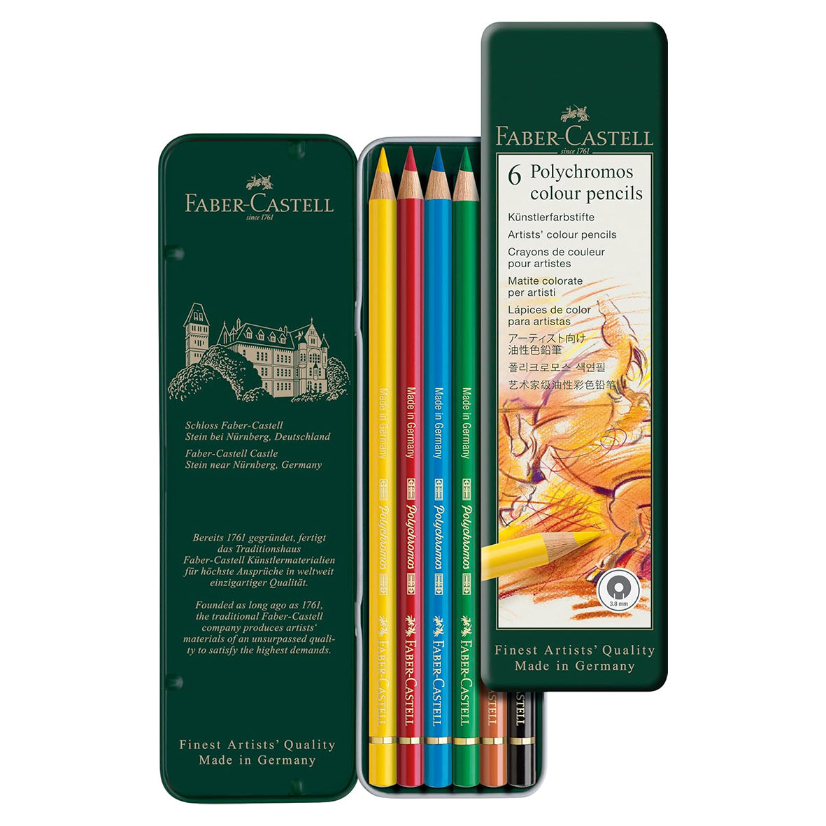 Faber-Castell Coloured Pencils Polychromos Tin (6 pieces)