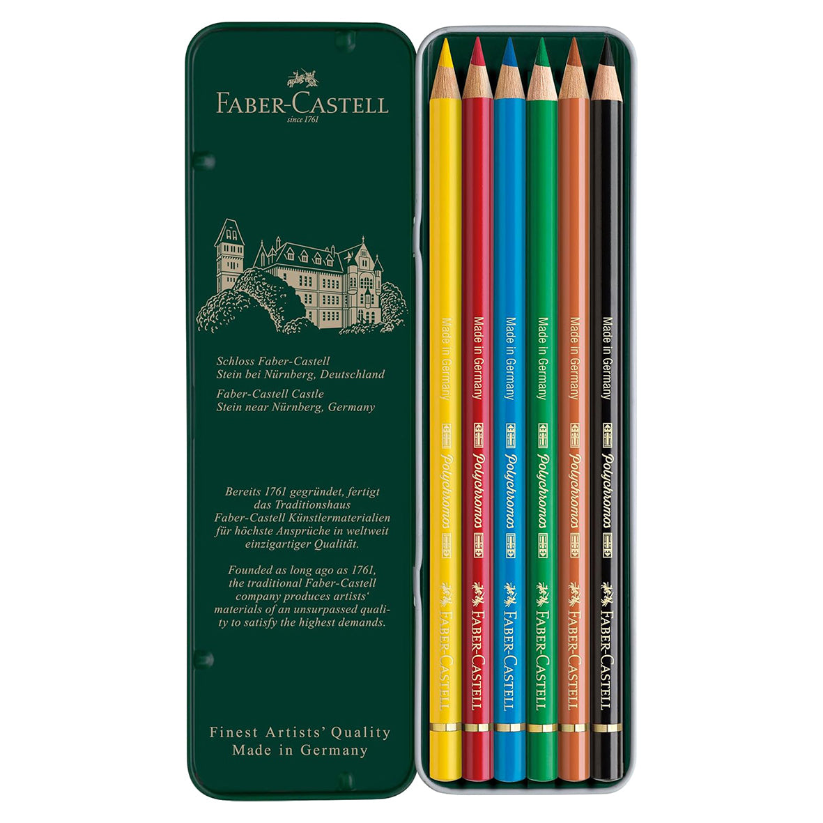 Faber-Castell Coloured Pencils Polychromos Tin (6 pieces)