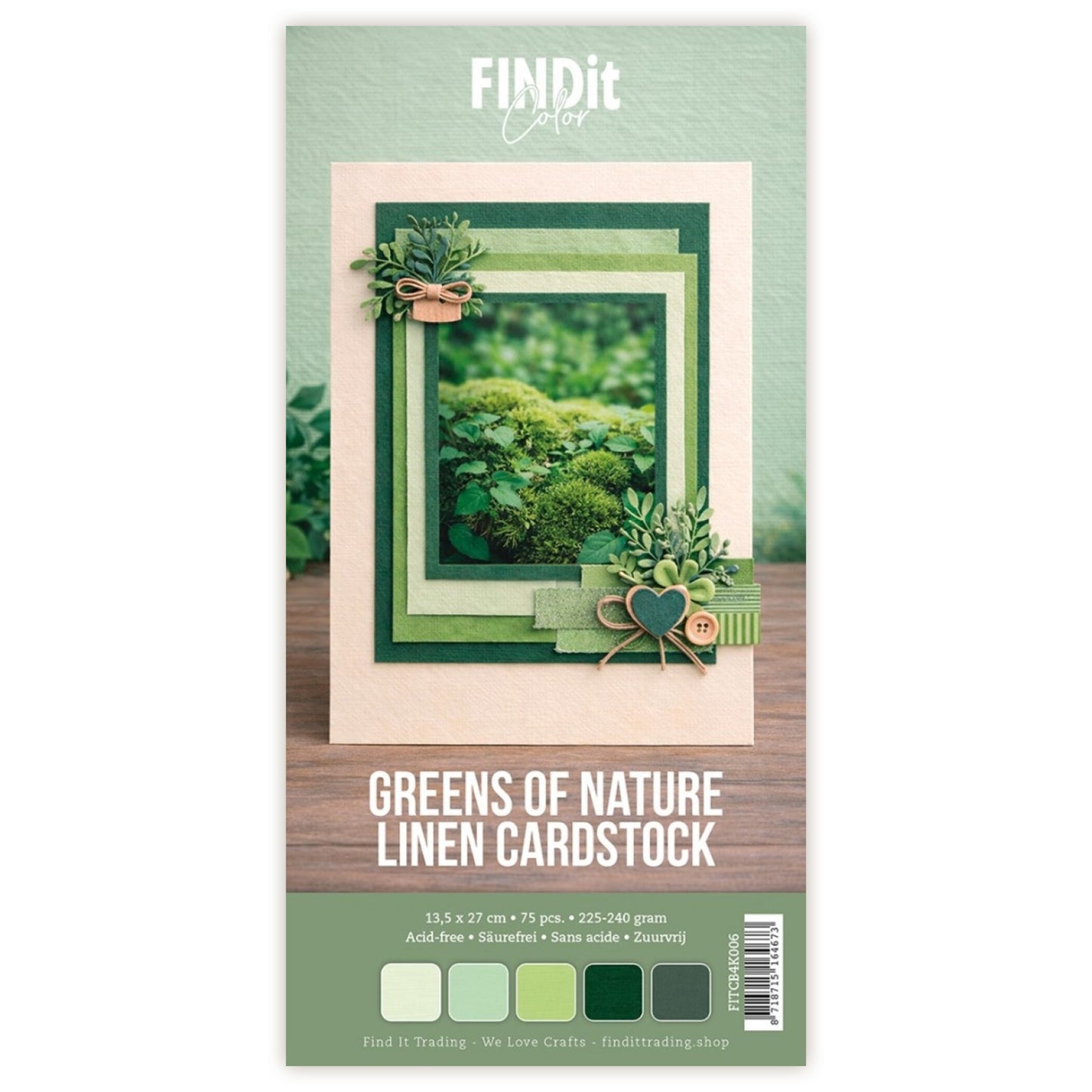 Find It Linen Cardstock 4K Greens of Nature Pack (75pcs)