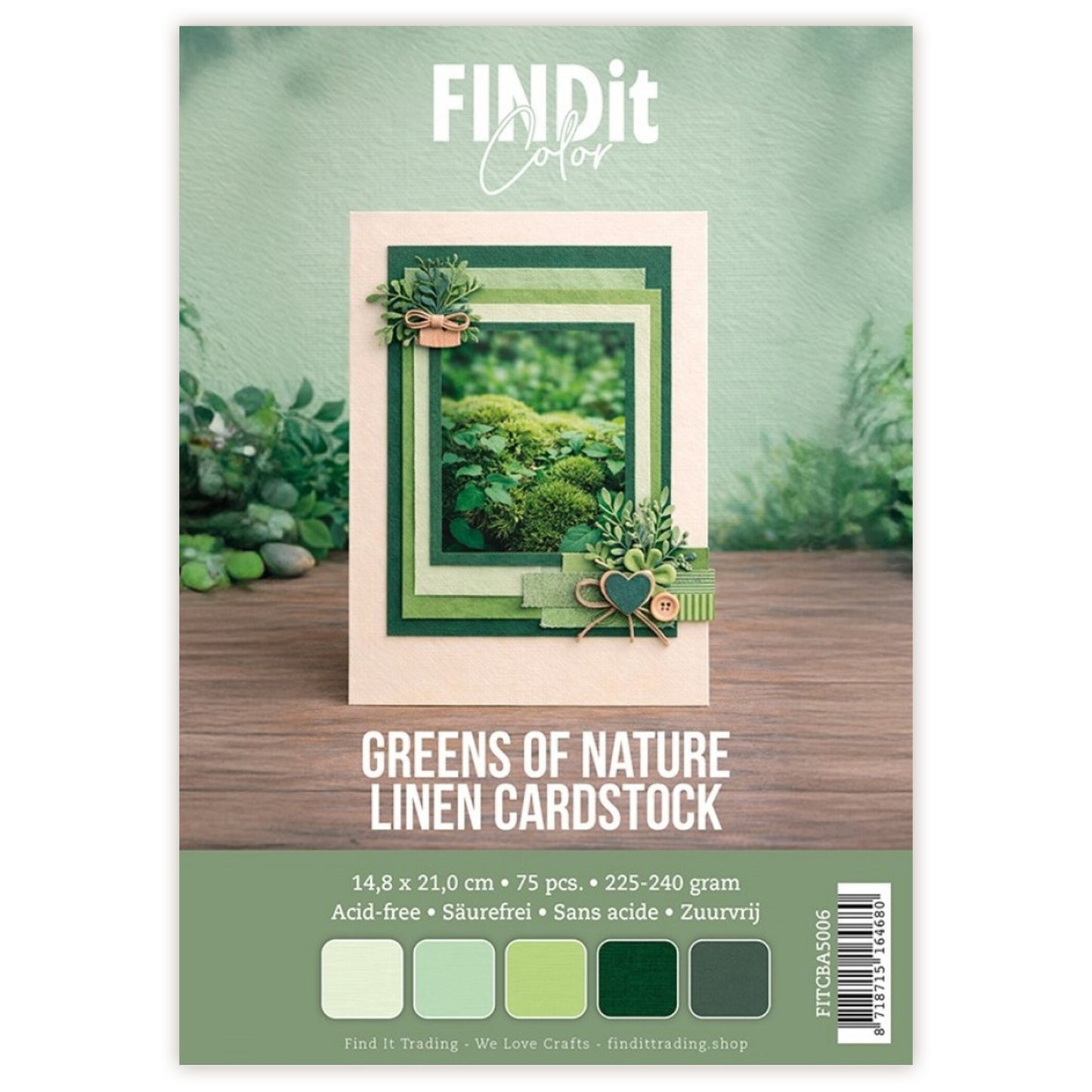 Find It Linen Cardstock A5 Greens of Nature Pack (75pcs)