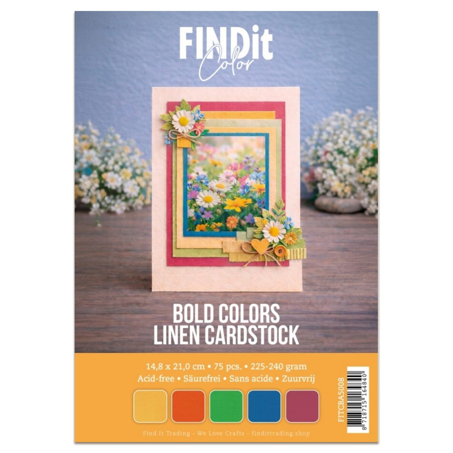 Find It Linen Cardstock A5 Bold Colors (75pcs)
