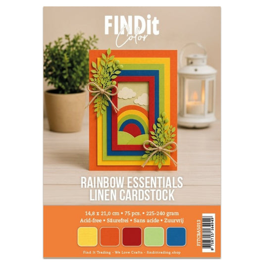 Linen Cardstock A5 Rainbow Essentials (75pcs)