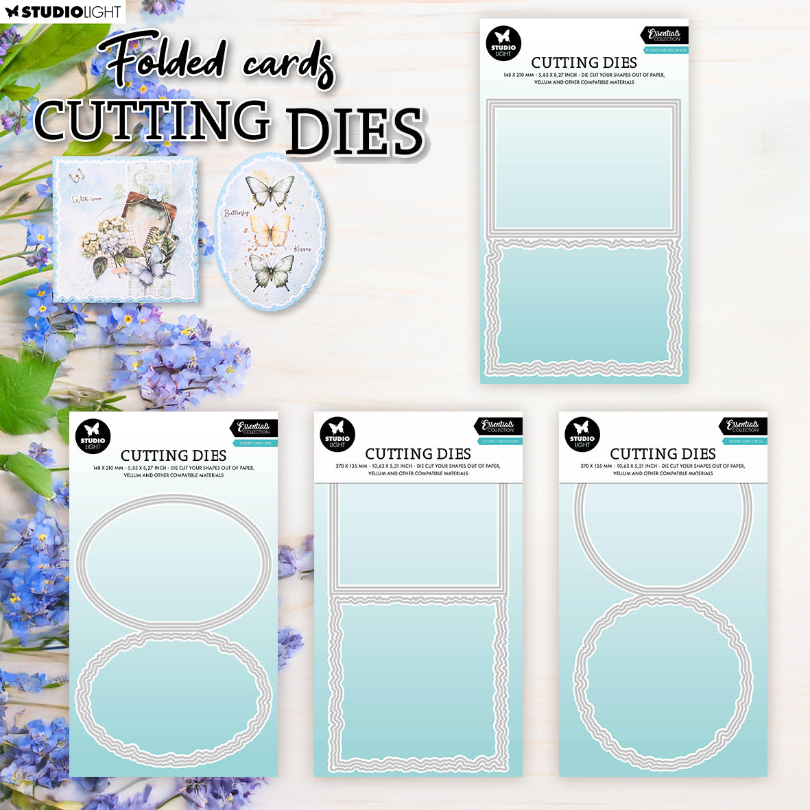 Studio Light Cutting Die Torn Edge Card stand & Card Shape Bundle