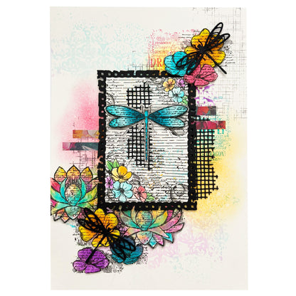 Studio Light Hazel Eaton Dragonfly Dreams - Clear Stamp Grunge Grid