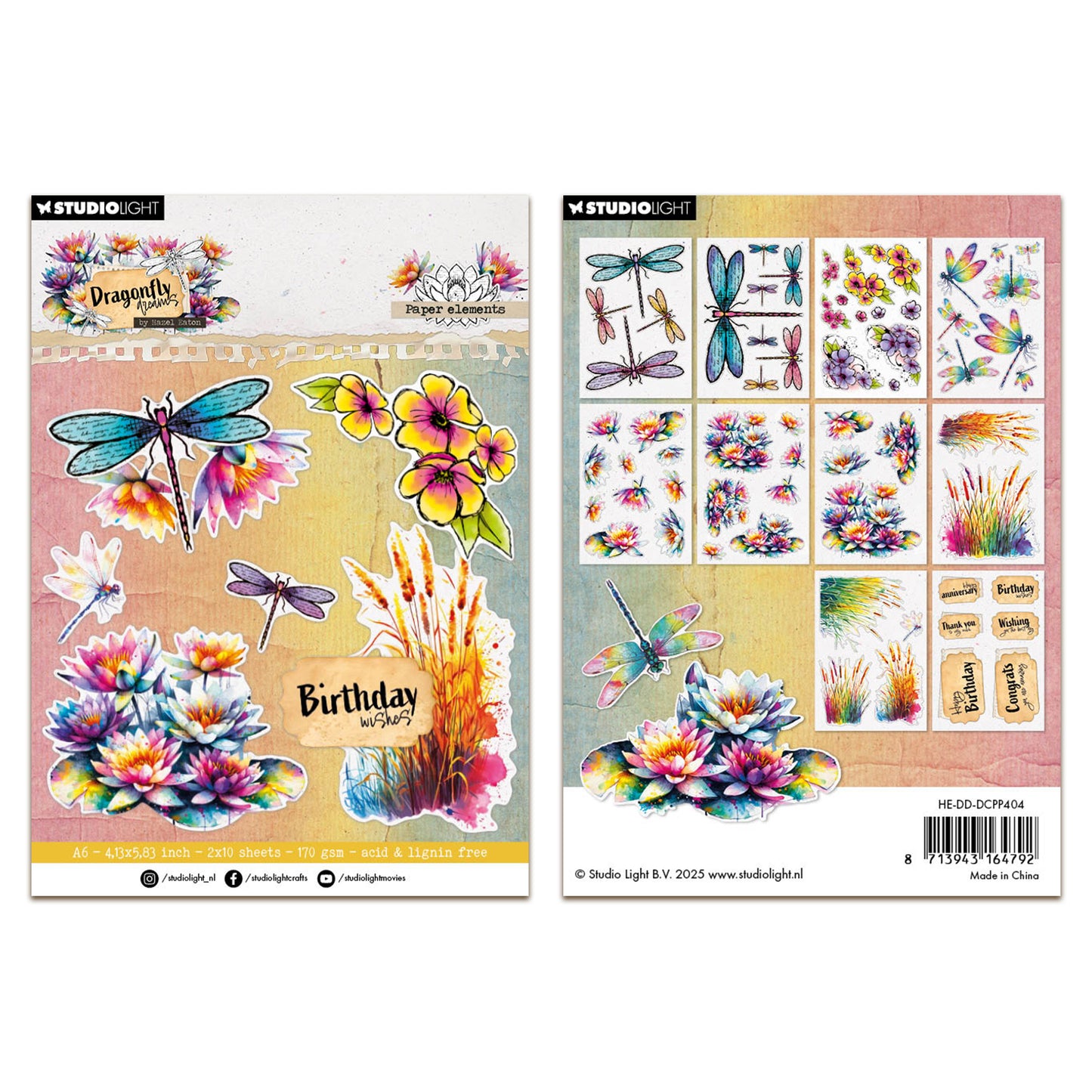 Studio Light Hazel Eaton Dragonfly Dreams - Die-cut Paper Pad Paper Elements