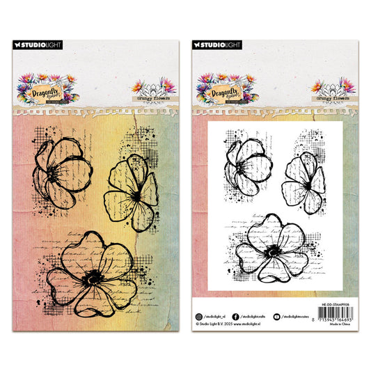 Studio Light Hazel Eaton Dragonfly Dreams - Clear Stamp Grungy Flowers