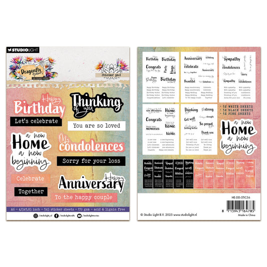 Studio Light Hazel Eaton Dragonfly Dreams - Sticker Paper Pad Sentiments