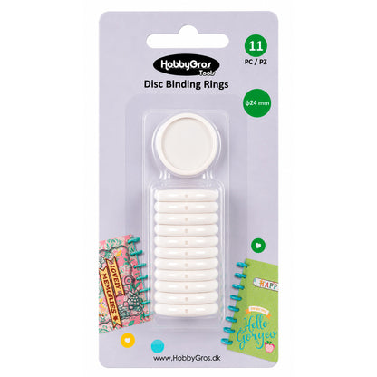 HobbyGros Storage Disc Binding Rings White 24mm (11pcs)