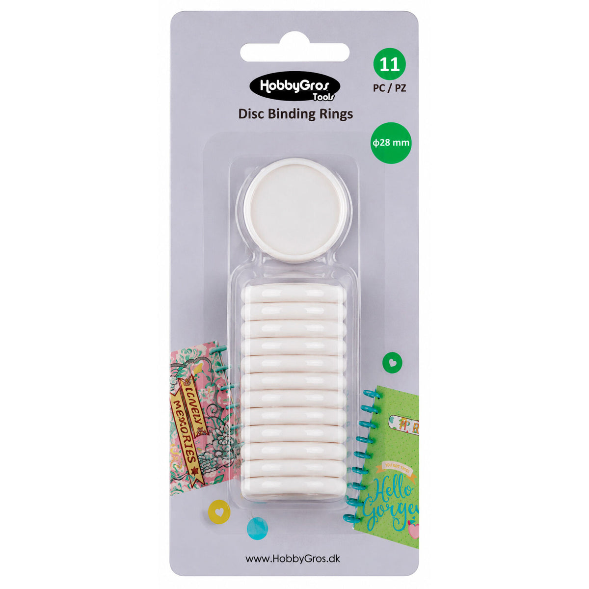 HobbyGros Storage Disc Binding Rings White 28mm (11pcs)