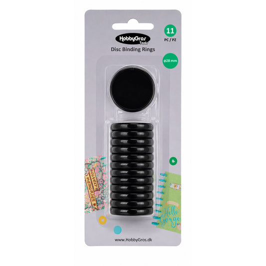 HobbyGros Storage Disc Binding Rings Black 28mm (11pcs)
