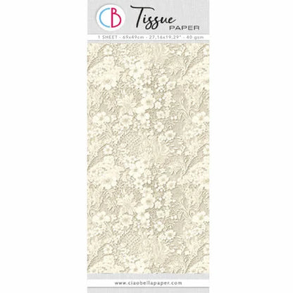 Ciao Bella Tissue Paper 69x49cm Antique Linen Lace